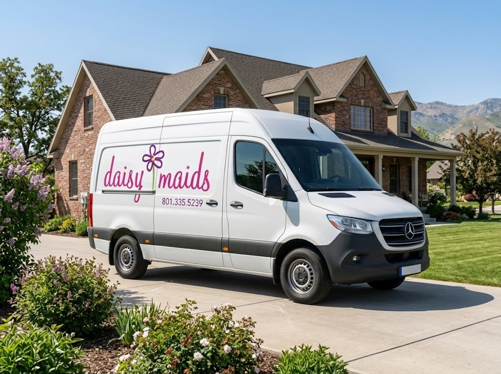 daisy maids van on a residential utah driveway
